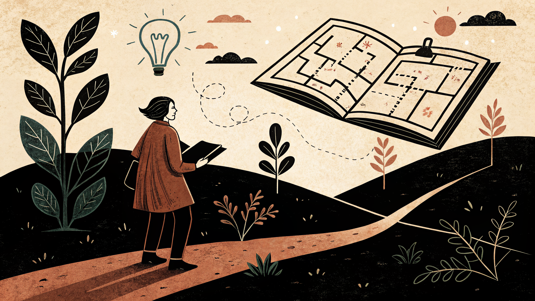 Leraar werkt aan een lesplan op zijn bureau met aantekeningen en een laptop