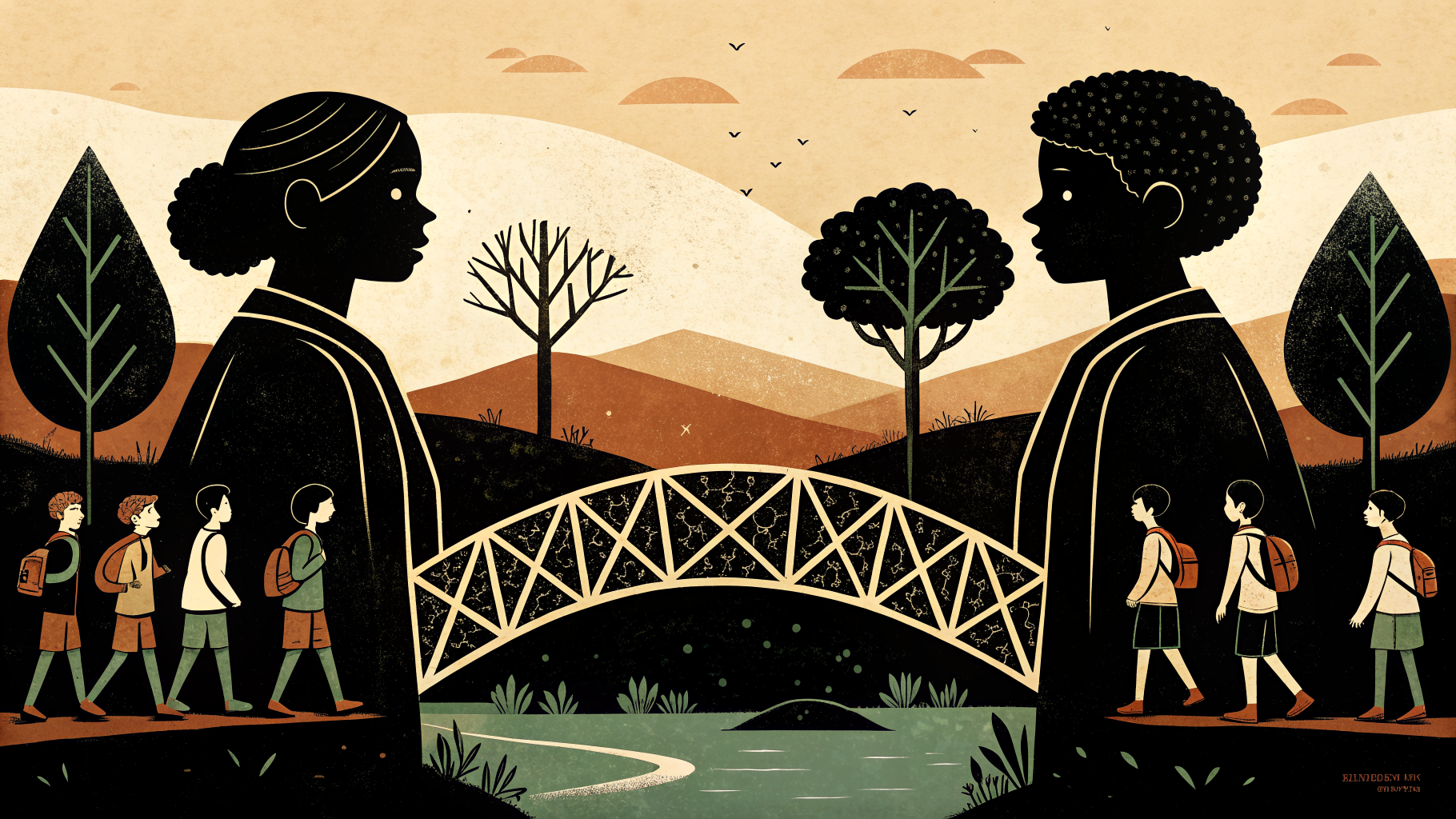 Four students seated in a tight group around a table covered with papers and notes, engaged in structured academic discussion