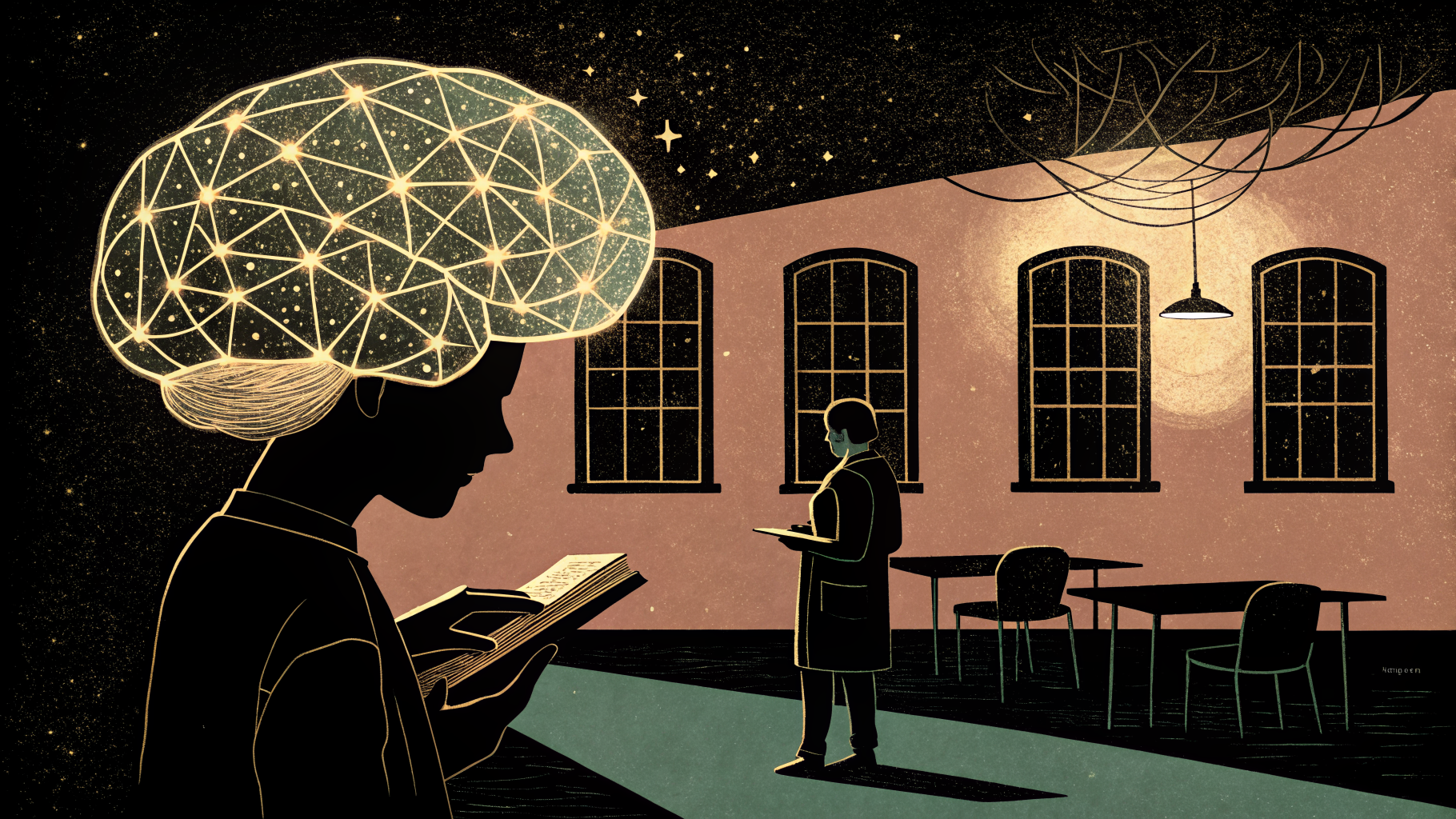 Schülerin arbeitet mit einem Tablet und KI-gestützter Lernsoftware in einem modernen Klassenraum