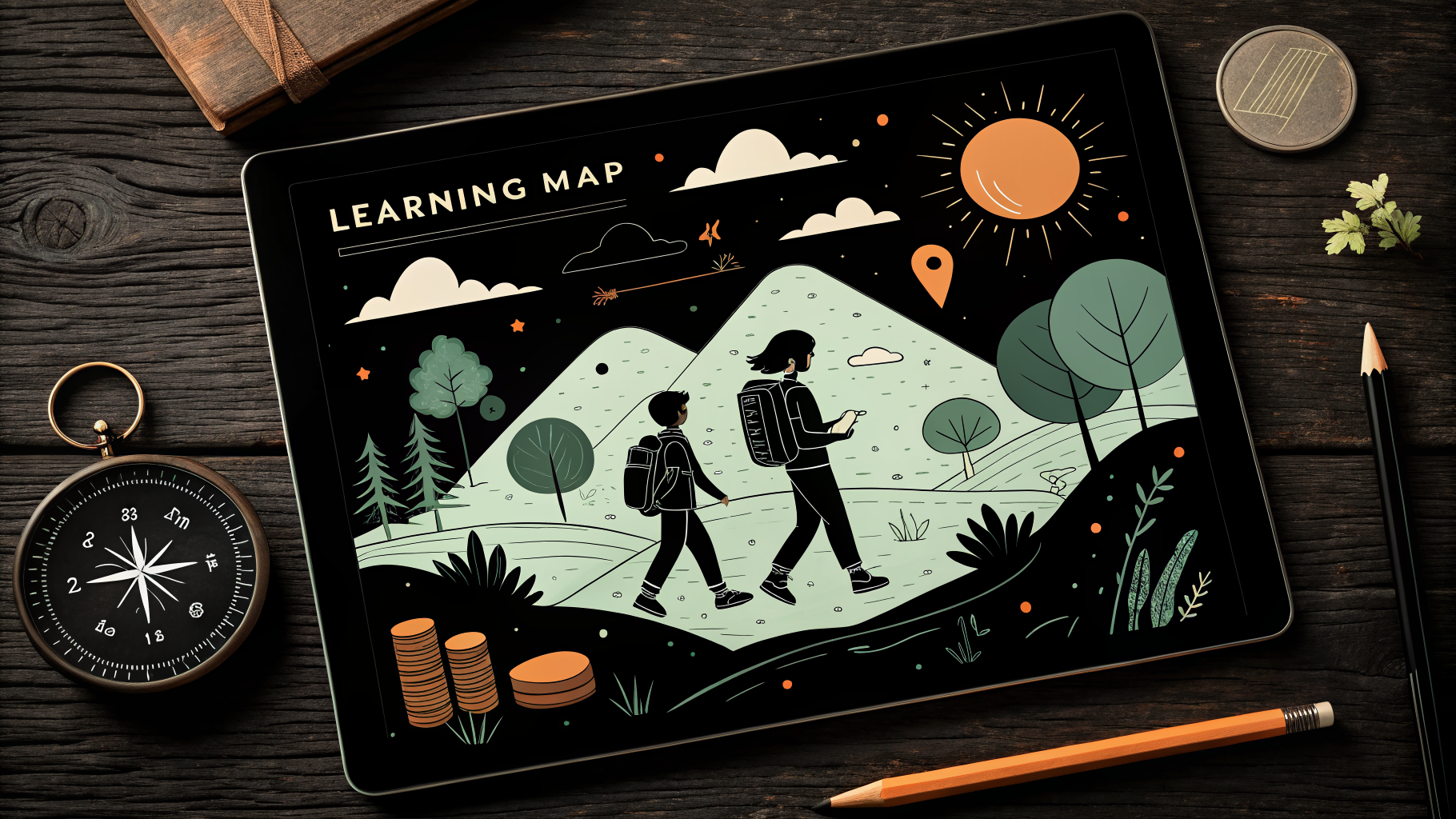 Insegnante di quinta elementare che mostra alla classe una programmazione annuale di matematica su lavagna digitale