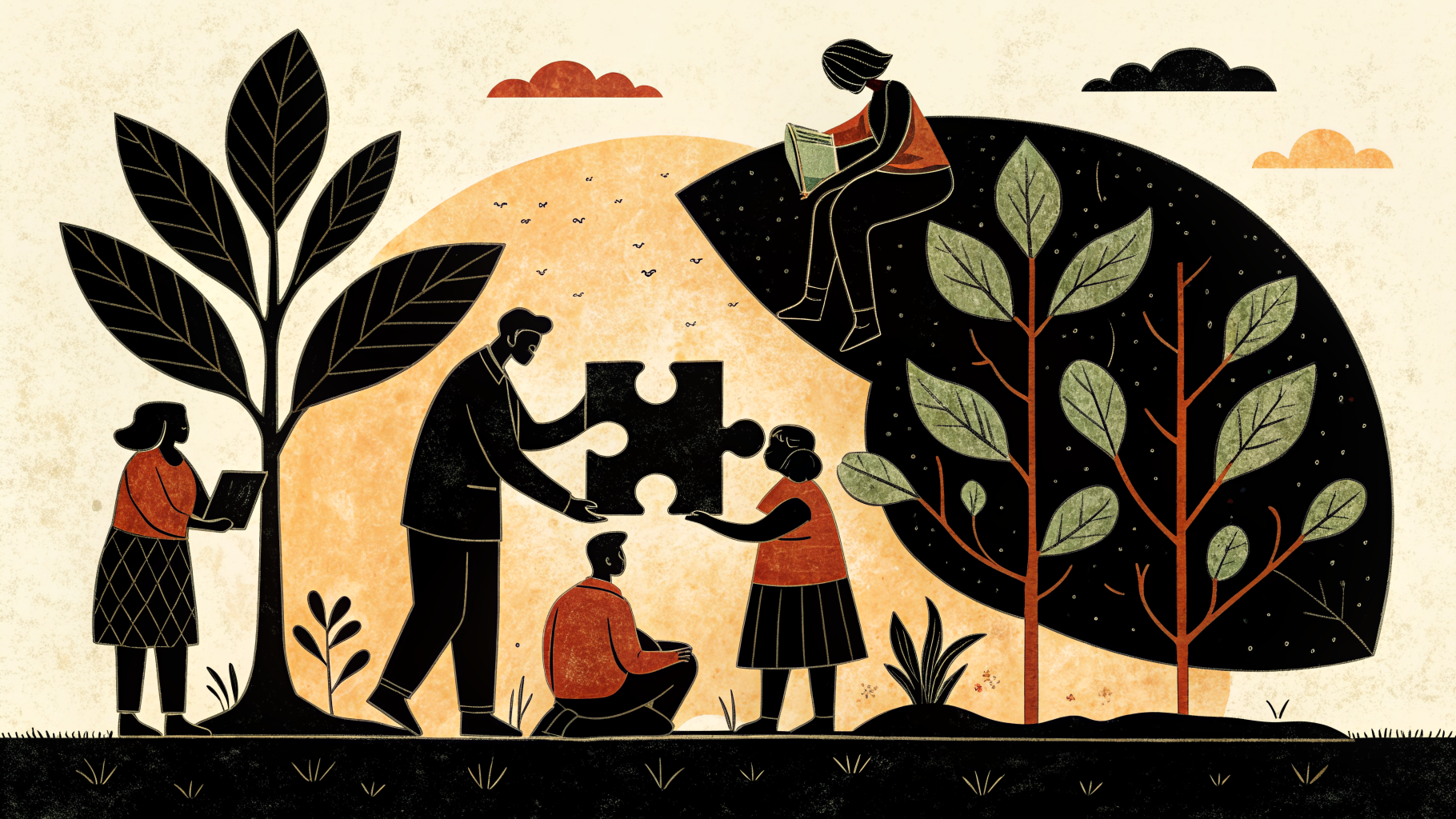 Estudiantes de secundaria trabajando en equipo en un proyecto comunitario dentro del aula, siguiendo las metodologías activas de la NEM