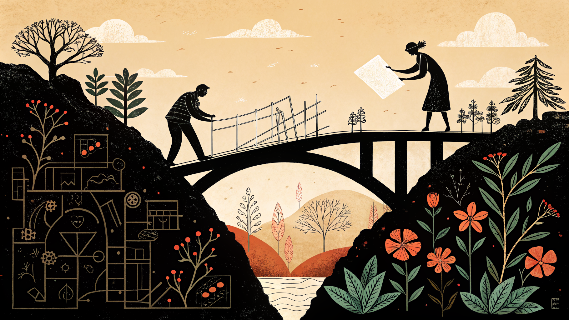 Coordenadora pedagógica revisando documentos de planejamento com professores em reunião escolar