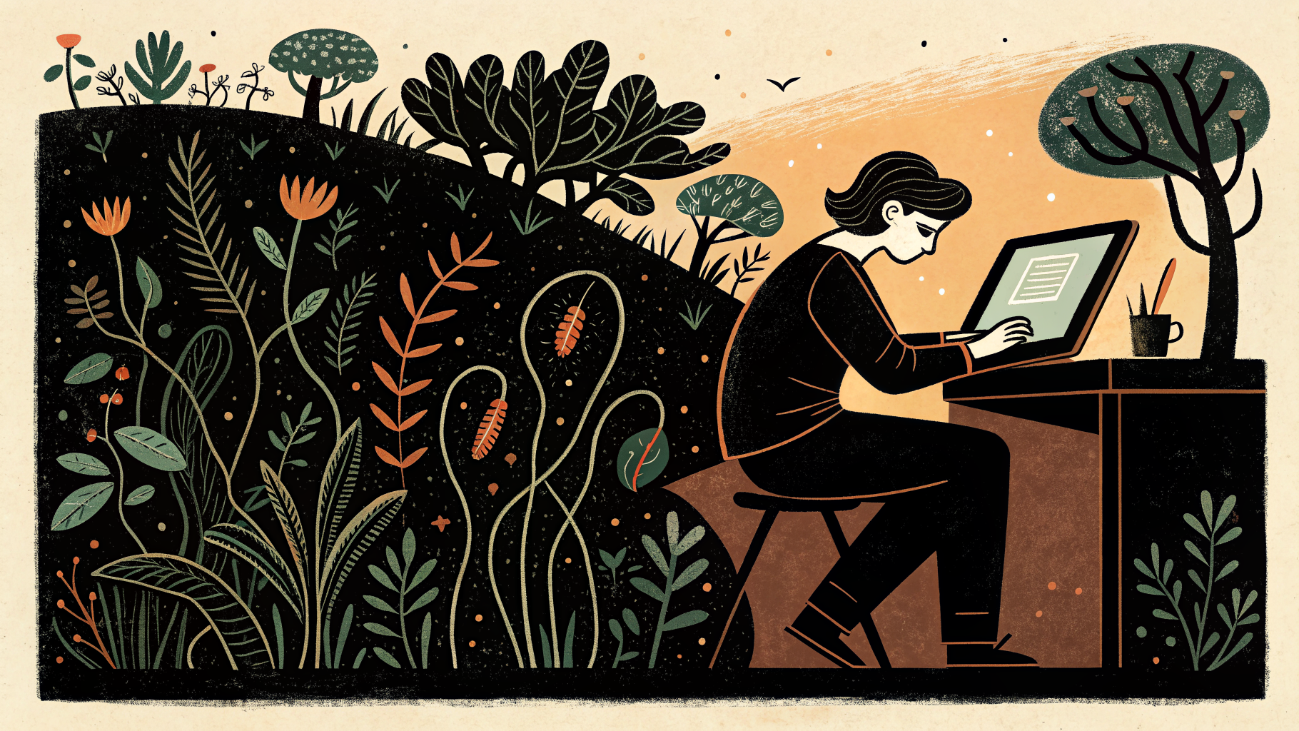 Lehrerin erklärt Schülerinnen und Schülern an Tablets den kritischen Umgang mit digitalen Medien im Klassenzimmer