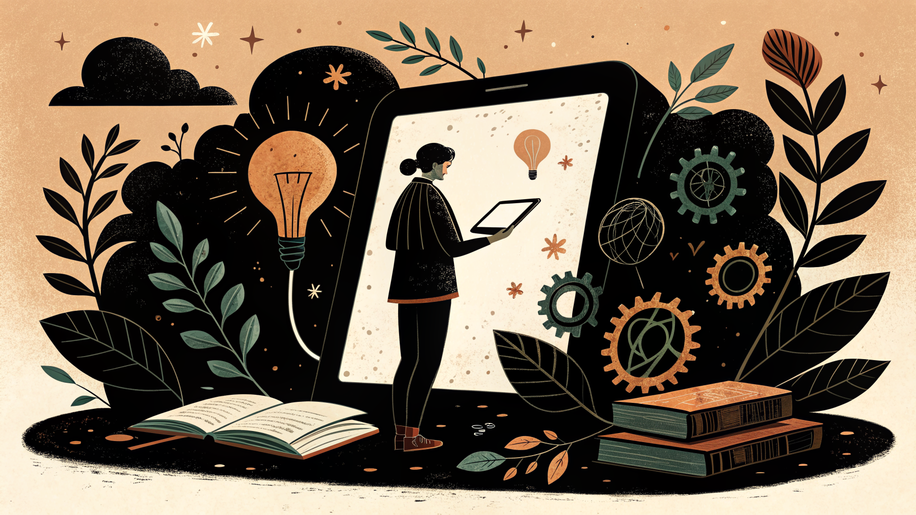 Lehrerin plant Unterricht digital am Laptop mit KI-Unterstützung in einem modernen Klassenraum